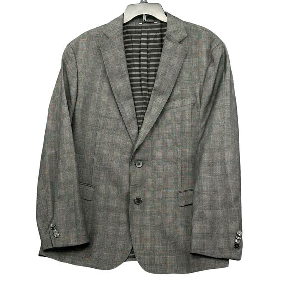 Hugo Boss Suit Jacket Mens 46R Gray Stripe 100% Virgin Wool Career Business Work - Picture 1 of 8